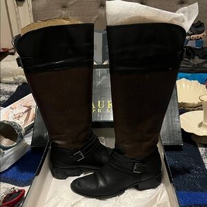 Ralph Lauren Black and Brown Riding Boots